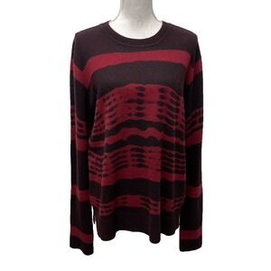 La Ligne Cashmere Sweater Jumper Womens Large Red Tie Dye Stripe Rocker